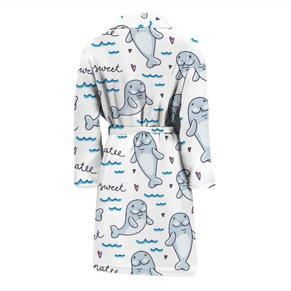 Manatee Baby Pattern Print Design 03 Men Bathrobe-JORJUNE.COM