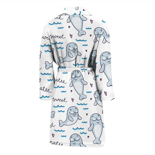 Manatee Baby Pattern Print Design 03 Men Bathrobe-JORJUNE.COM