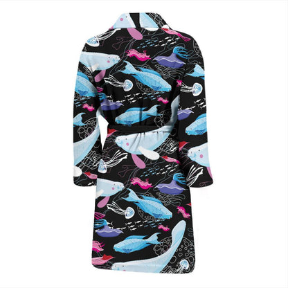 Manatee Pattern Print Design 02 Men Bathrobe-JORJUNE.COM