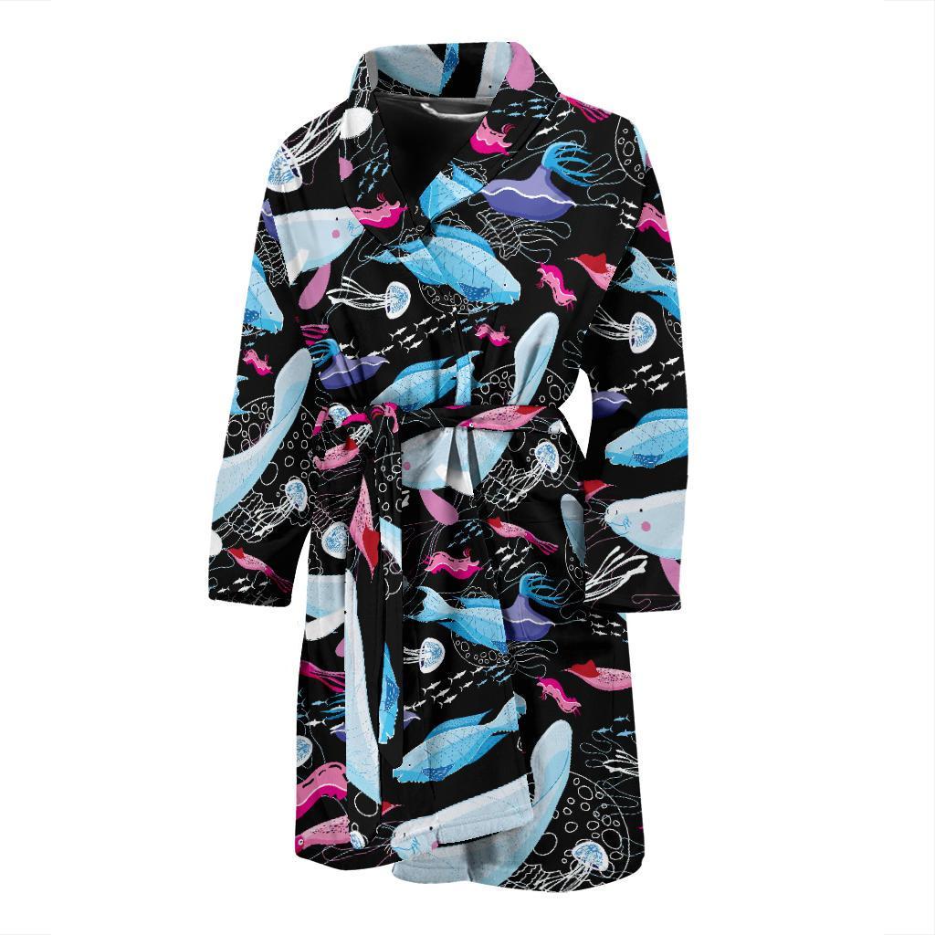 Manatee Pattern Print Design 02 Men Bathrobe-JORJUNE.COM
