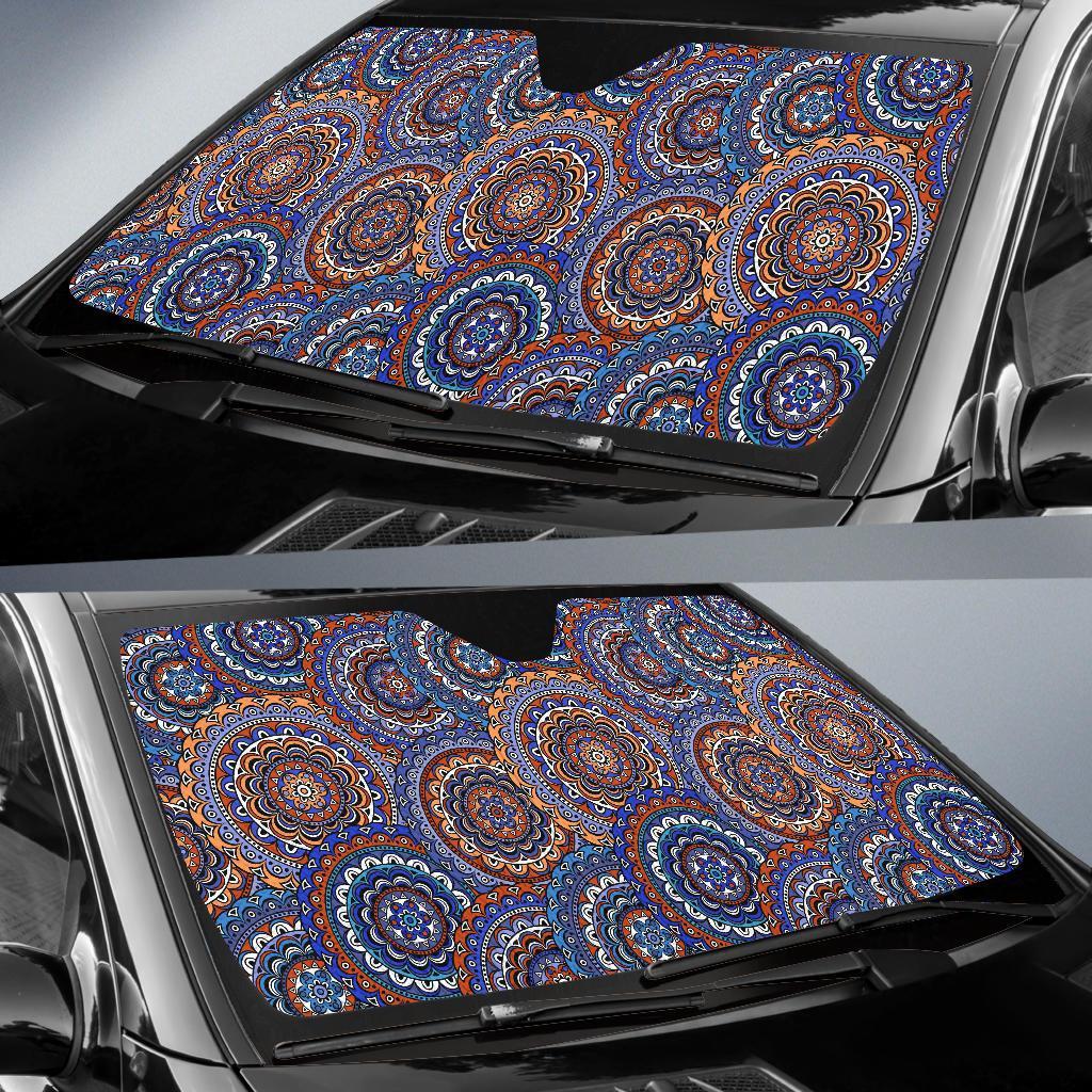 Mandala Boho Chic Design Print Car Sun Shade For Windshield