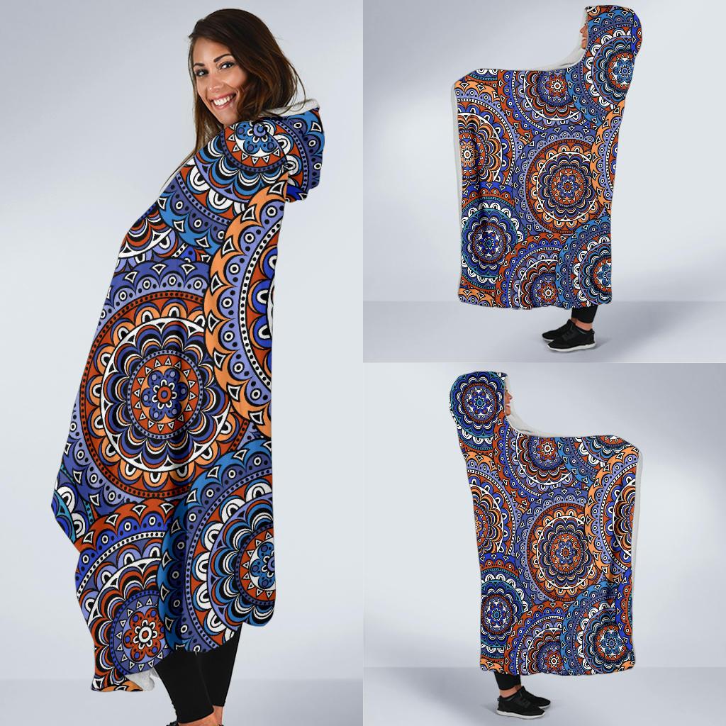 Mandala Boho Chic Design Print Hooded Blanket-JTAMIGO.COM