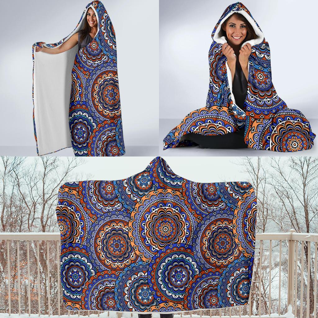 Mandala Boho Chic Design Print Hooded Blanket-JTAMIGO.COM