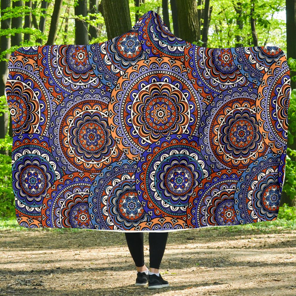 Mandala Boho Chic Design Print Hooded Blanket-JTAMIGO.COM