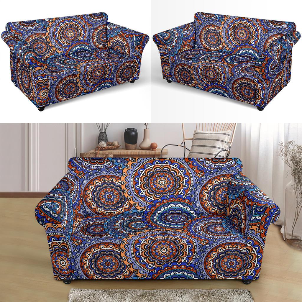 Mandala Boho Chic Design Print Loveseat Slipcover-JTAMIGO.COM