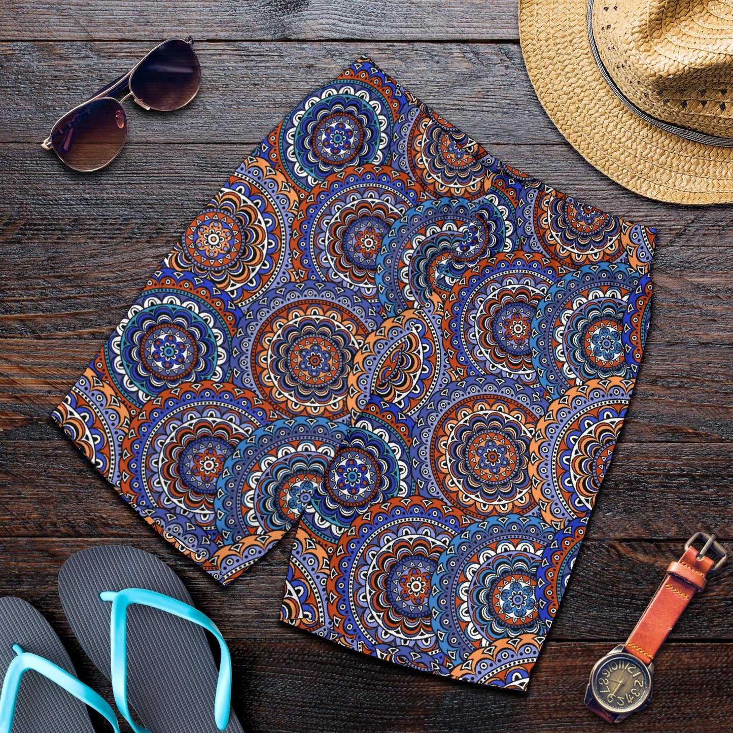 Mandala Boho Chic Design Print Mens Shorts-JTAMIGO.COM