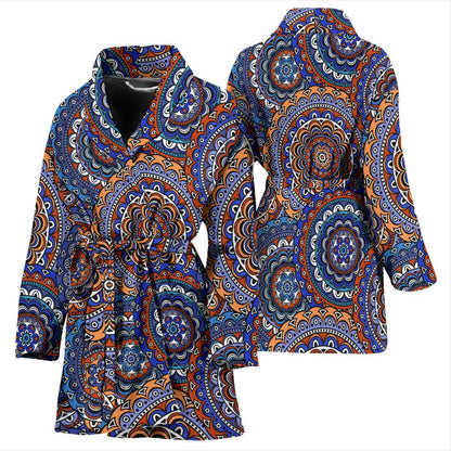 Mandala Boho Chic Design Print Women Bath Robe-JTAMIGO.COM