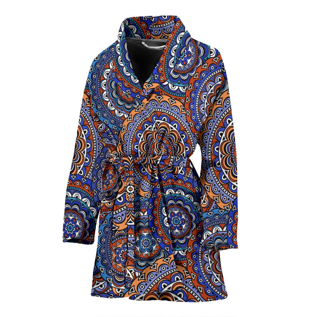 Mandala Boho Chic Design Print Women Bath Robe-JTAMIGO.COM
