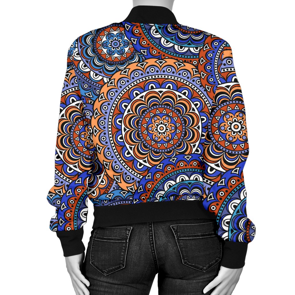 Mandala Boho Chic Design Print Women Casual Bomber Jacket
