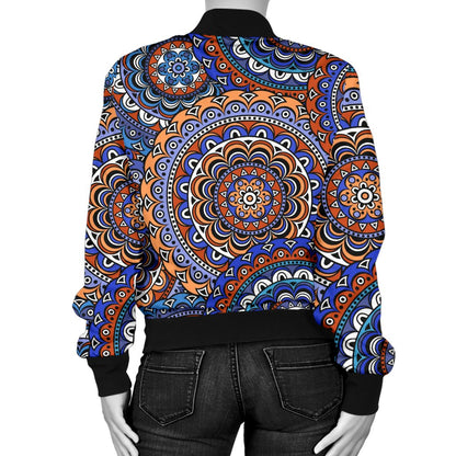 Mandala Boho Chic Design Print Women Casual Bomber Jacket