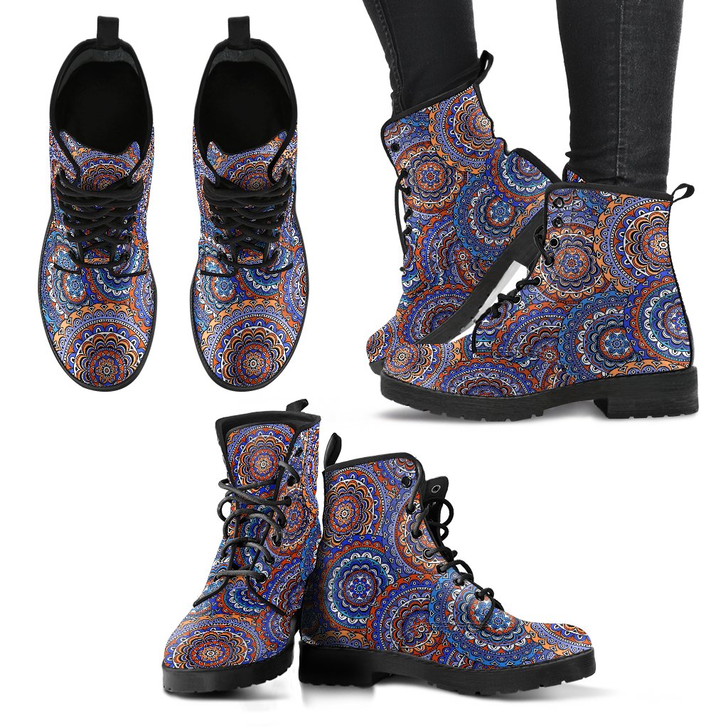 Mandala Boho Chic Design Print Women Leather Boots-JTAMIGO.COM
