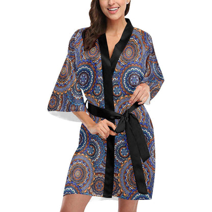 Mandala Boho Chic Design Print Women Short Kimono Robe