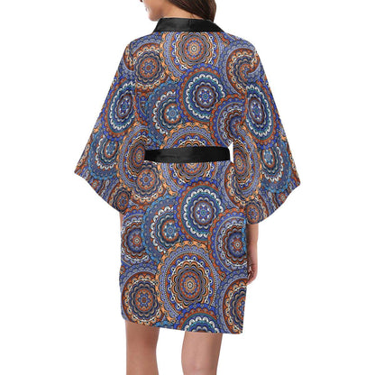 Mandala Boho Chic Design Print Women Short Kimono Robe