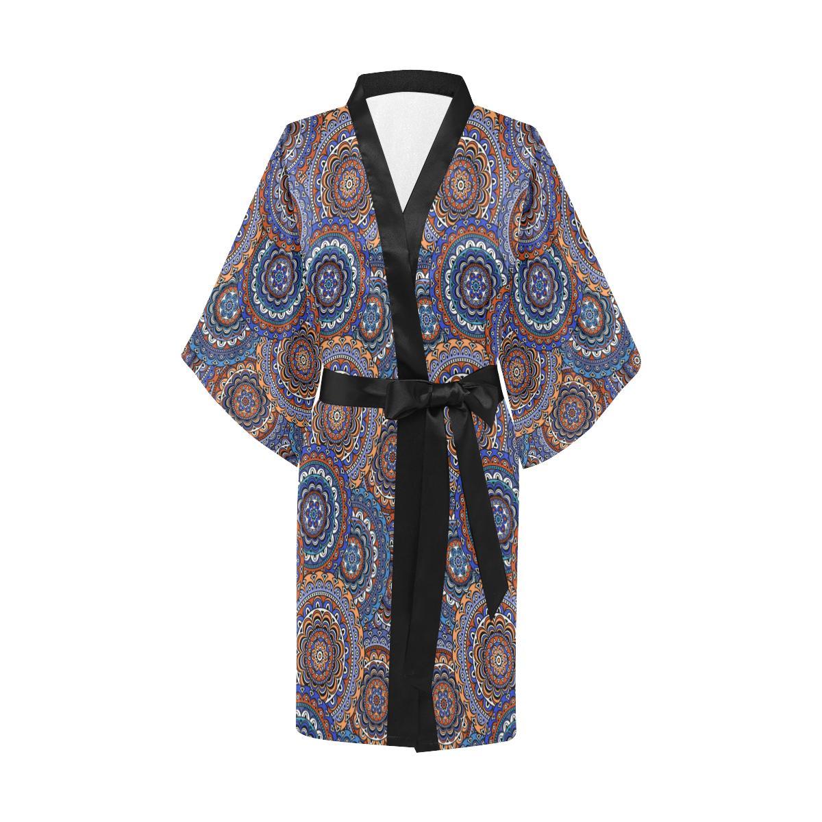 Mandala Boho Chic Design Print Women Short Kimono Robe