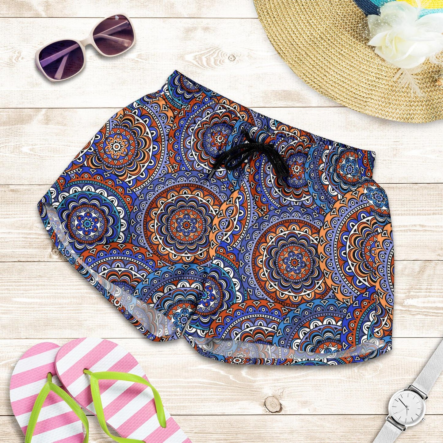 Mandala Boho Chic Design Print Women Shorts-JTAMIGO.COM