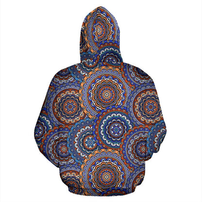 Mandala Boho Chic Design Print Zip Up Hoodie