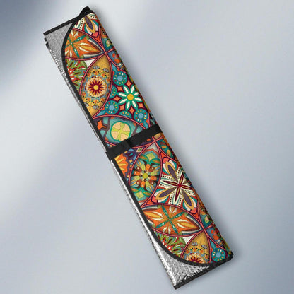 Mandala Flower Themed Design Print Car Sun Shade For Windshield