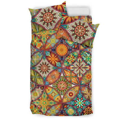 Mandala Flower Themed Design Print Duvet Cover Bedding Set