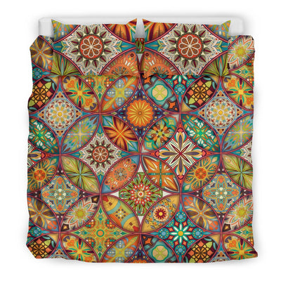 Mandala Flower Themed Design Print Duvet Cover Bedding Set