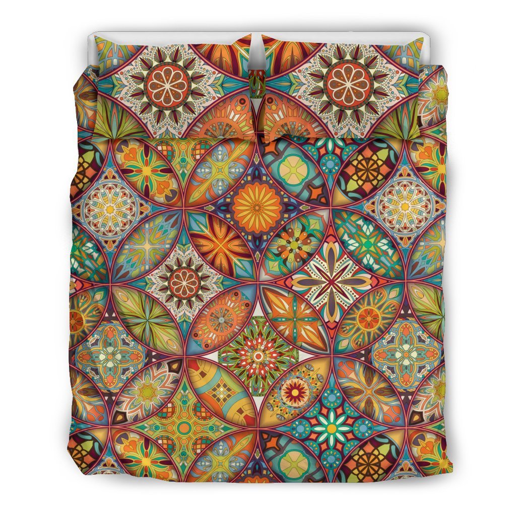Mandala Flower Themed Design Print Duvet Cover Bedding Set