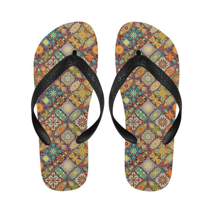 Mandala Flower Themed Design Print Flip Flops-JTAMIGO.COM