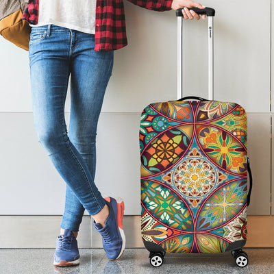 Mandala Flower Themed Design Print Luggage Cover Protector