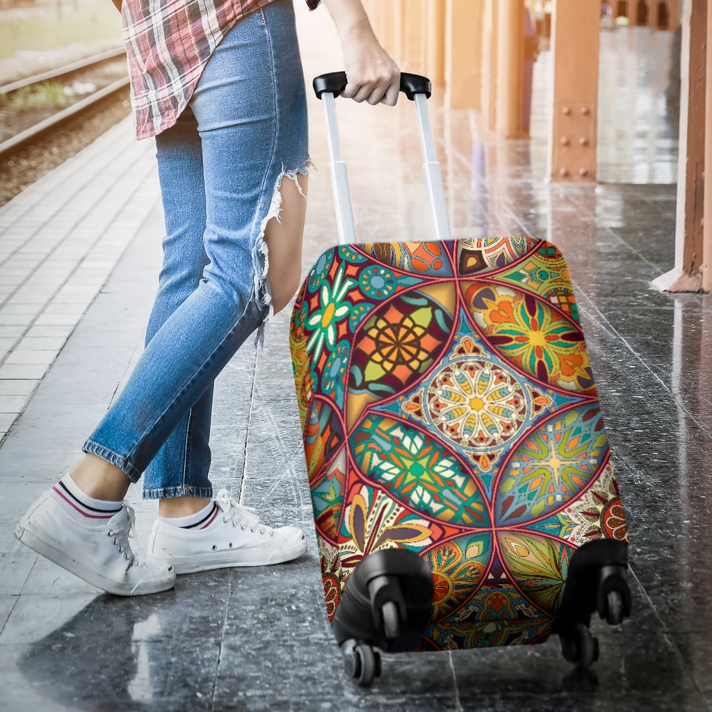 Mandala Flower Themed Design Print Luggage Cover Protector
