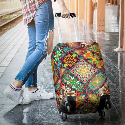 Mandala Flower Themed Design Print Luggage Cover Protector