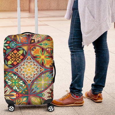 Mandala Flower Themed Design Print Luggage Cover Protector