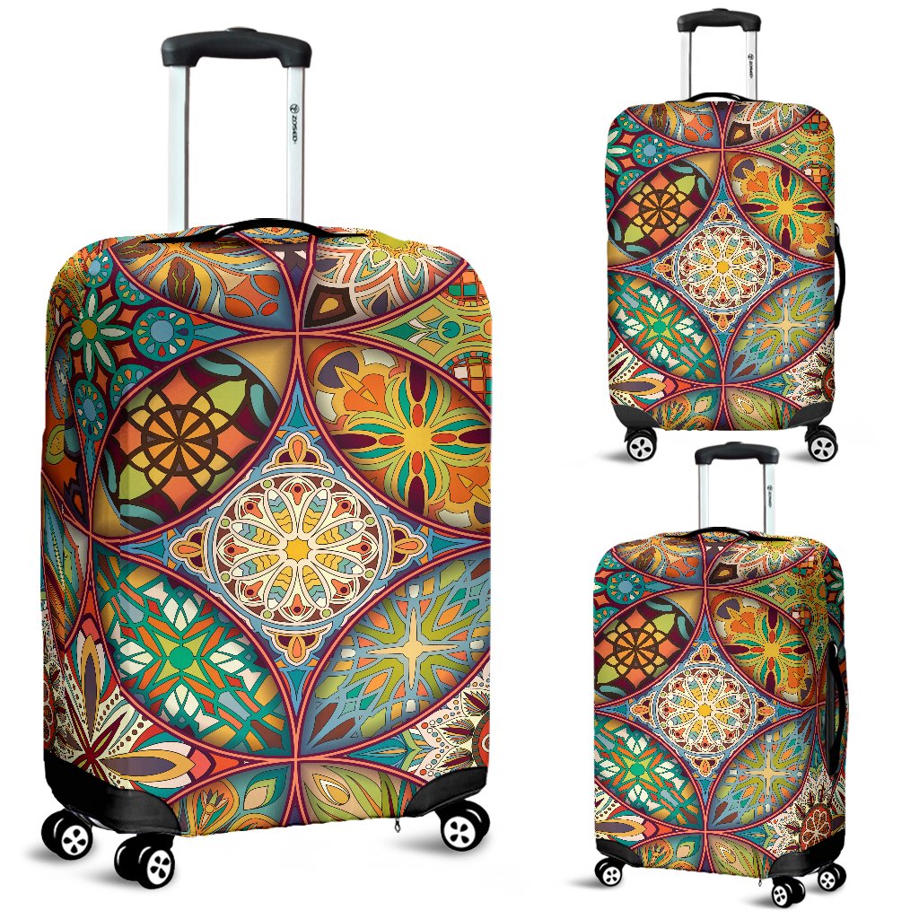 Mandala Flower Themed Design Print Luggage Cover Protector