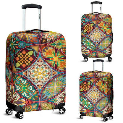 Mandala Flower Themed Design Print Luggage Cover Protector