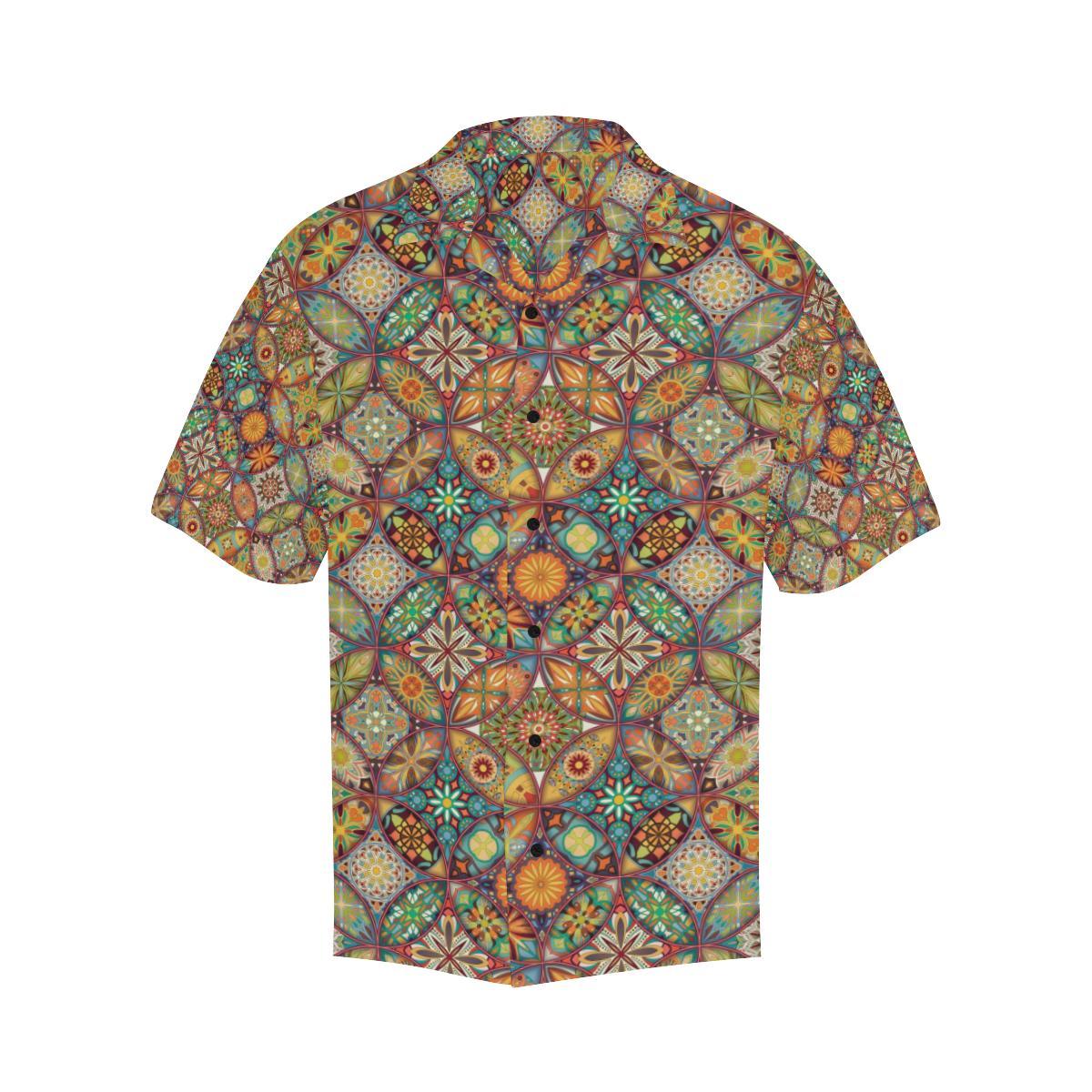 Mandala Flower Themed Design Print Men Aloha Hawaiian Shirt