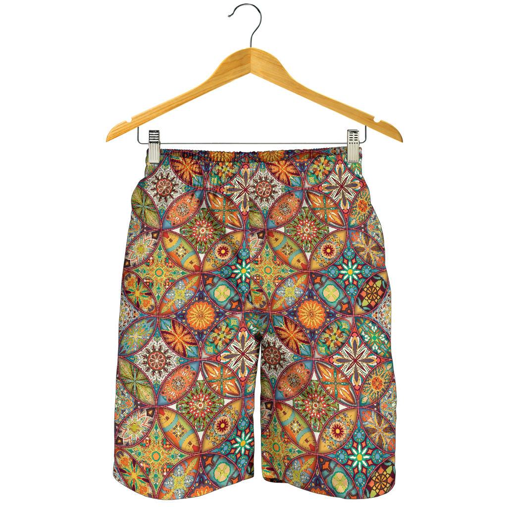 Mandala Flower Themed Design Print Mens Shorts-JTAMIGO.COM