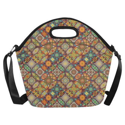 Mandala Flower Themed Design Print Neoprene Lunch Bag (Model 1669)(Large)-JTAMIGO.COM