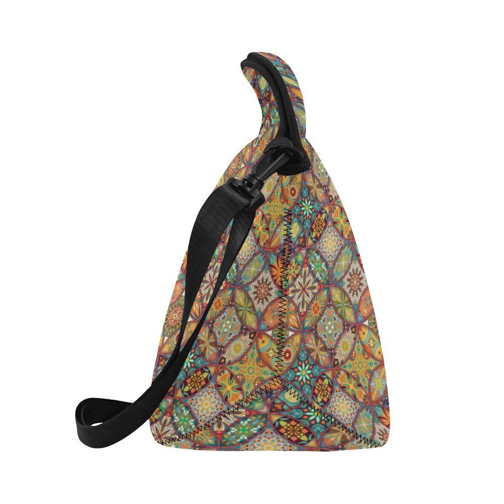 Mandala Flower Themed Design Print Neoprene Lunch Bag (Model 1669)(Large)-JTAMIGO.COM