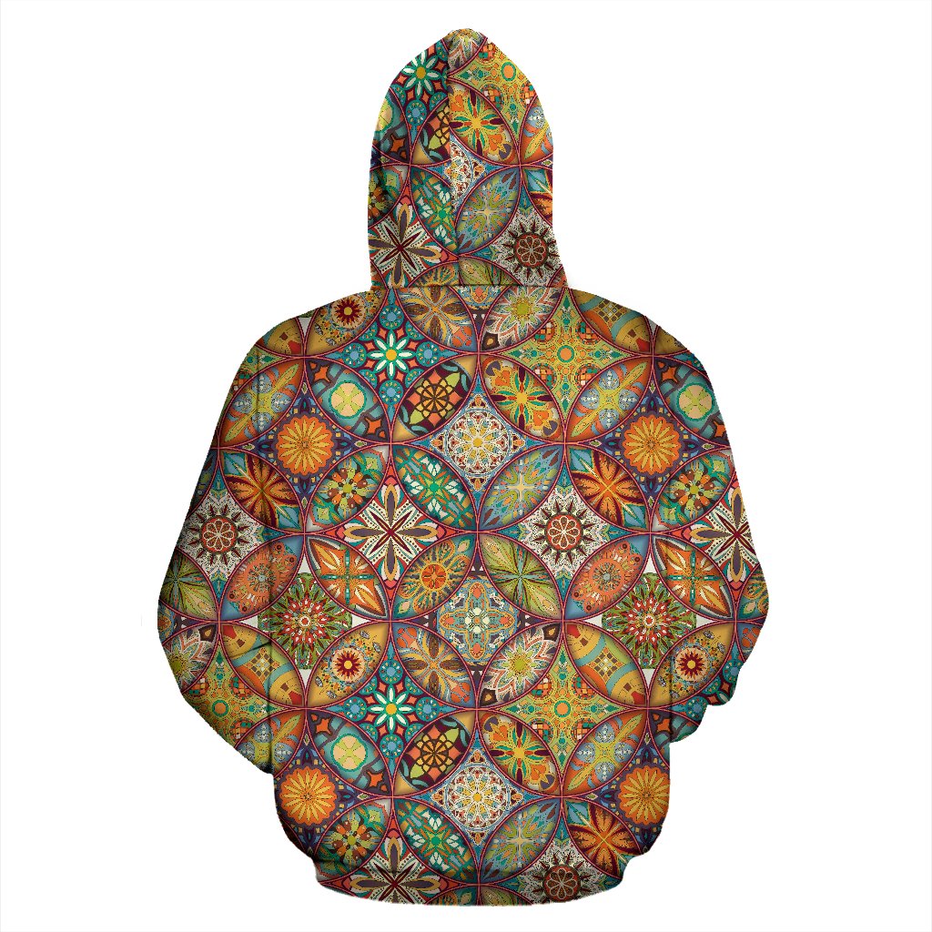 Mandala Flower Themed Design Print Pullover Hoodie