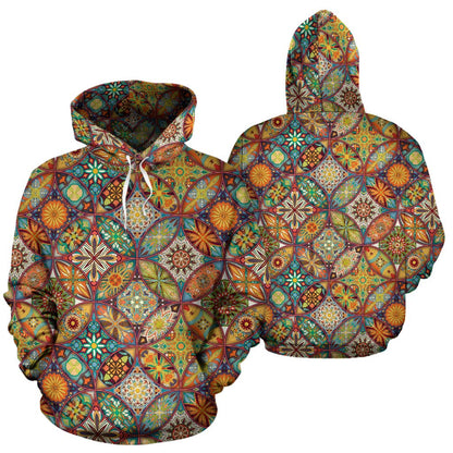 Mandala Flower Themed Design Print Pullover Hoodie