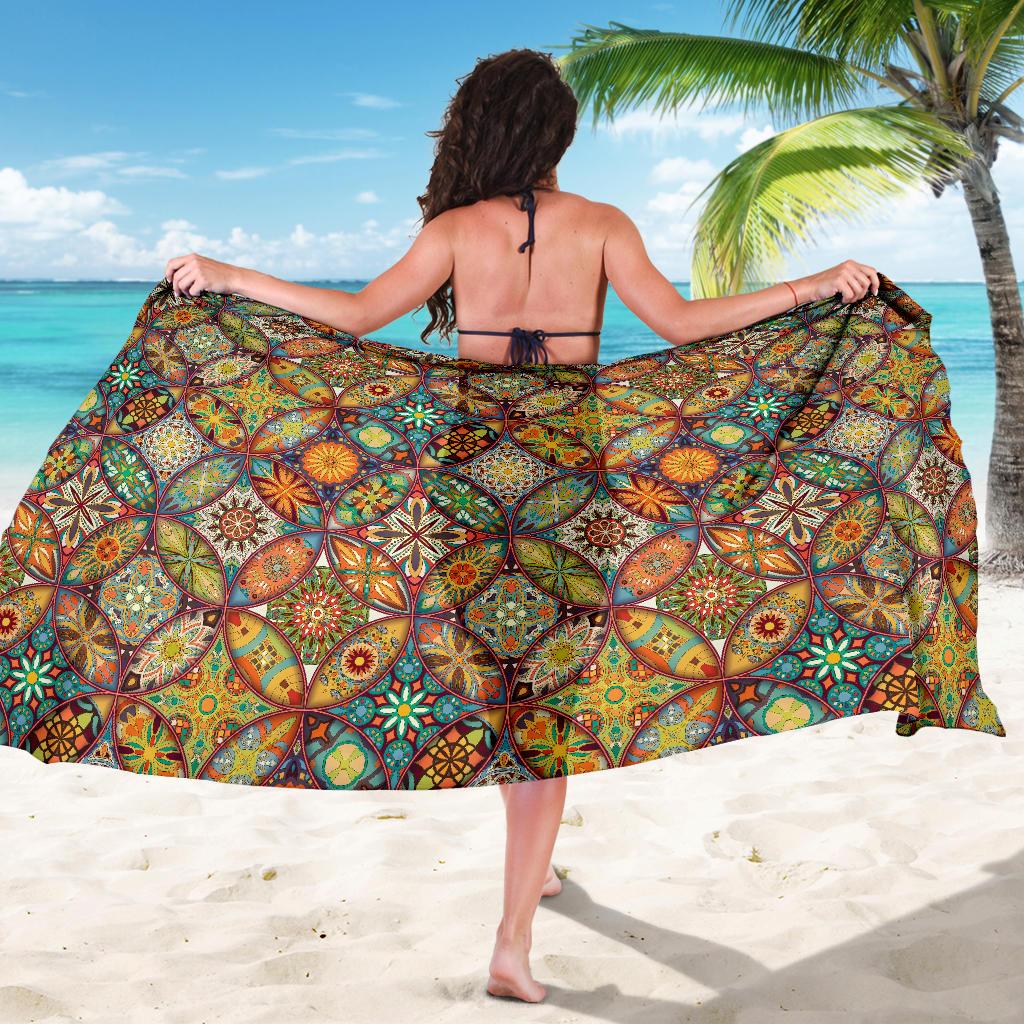 Mandala Flower Themed Design Print Sarong Pareo Wrap