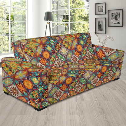 Mandala Flower Themed Design Print Sofa Slipcover-JTAMIGO.COM