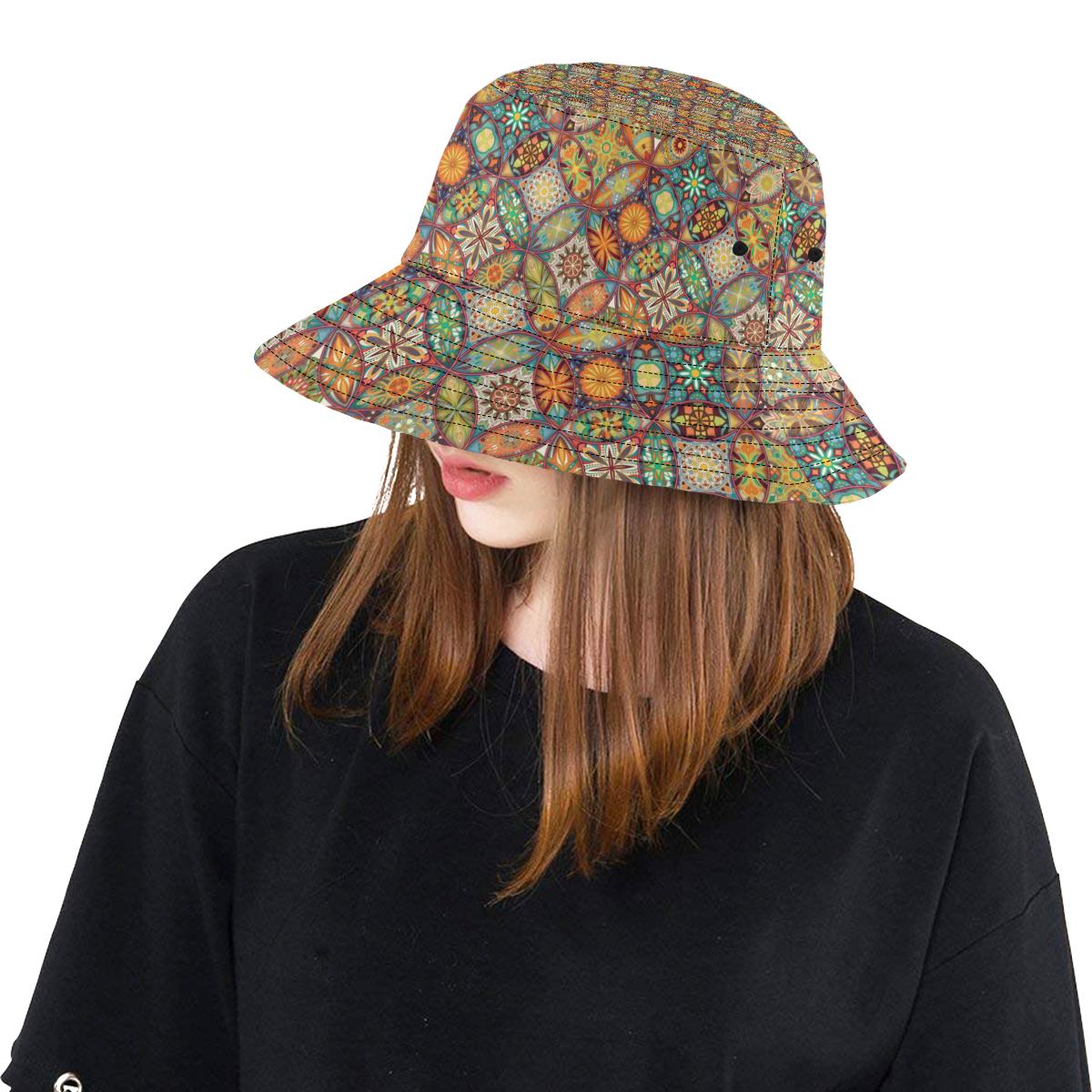 Mandala Flower Themed Design Print Unisex Bucket Hat