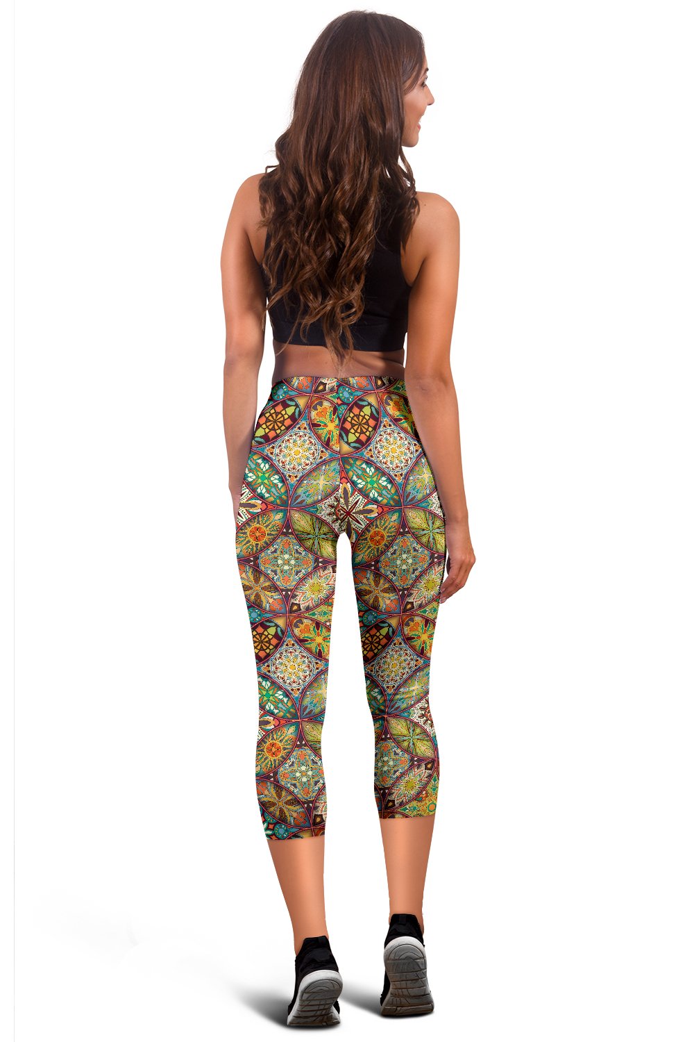 Mandala Flower Themed Design Print Women Capris