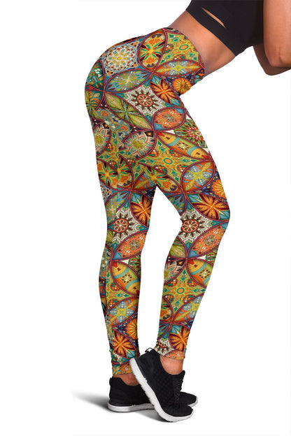 Mandala Flower Themed Design Print Women Leggings