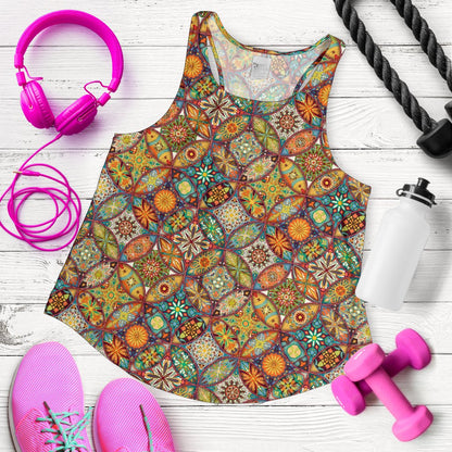 Mandala Flower Themed Design Print Women Racerback Tank Top