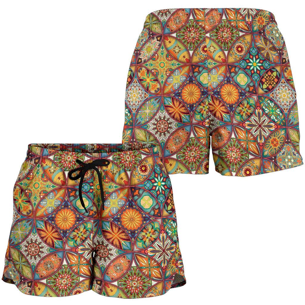 Mandala Flower Themed Design Print Women Shorts-JTAMIGO.COM