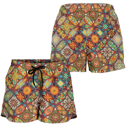 Mandala Flower Themed Design Print Women Shorts-JTAMIGO.COM