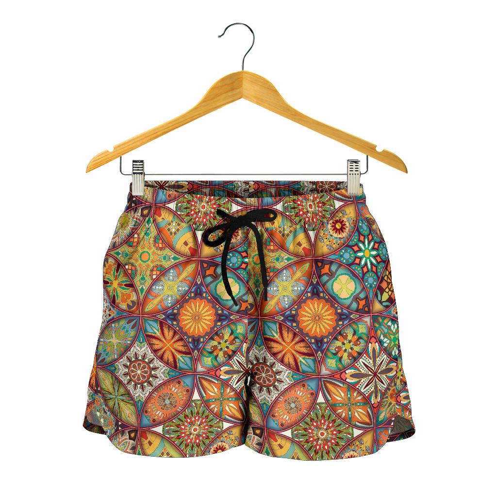 Mandala Flower Themed Design Print Women Shorts-JTAMIGO.COM