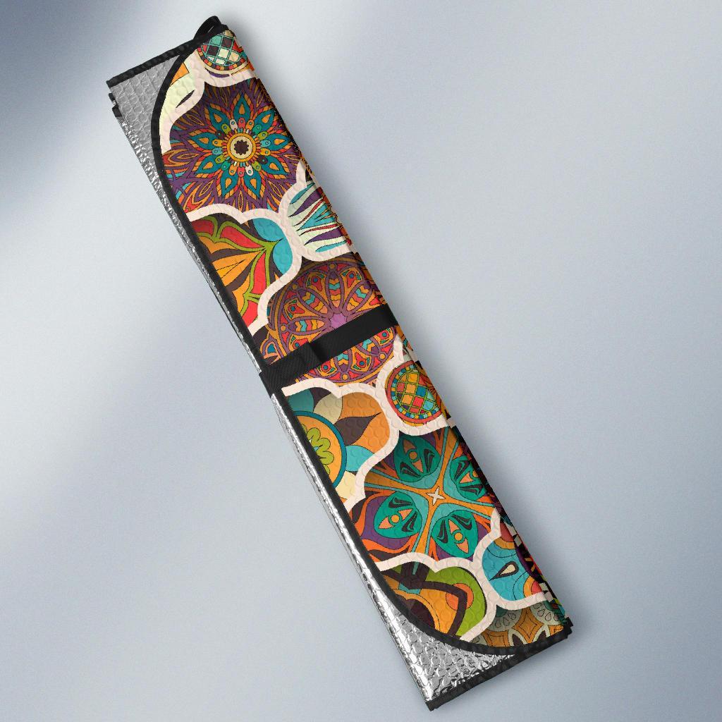 Mandala Mosaic Themed Design Print Car Sun Shade For Windshield