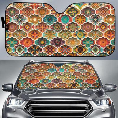 Mandala Mosaic Themed Design Print Car Sun Shade For Windshield