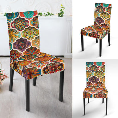Mandala Mosaic Themed Design Print Dining Chair Slipcover-JTAMIGO.COM