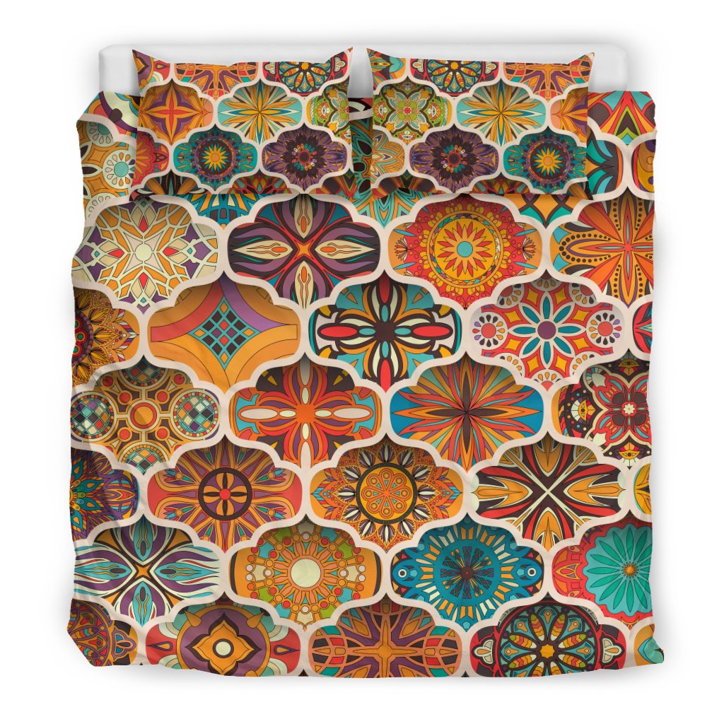 Mandala Mosaic Themed Design Print Duvet Cover Bedding Set